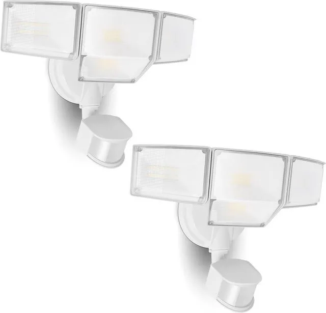 Main image of 80W 9000LM LED Security Lights Motion Sensor Outdoor Lights, 4 Head LED Flood Lights Outdoor 5000K Daylight, IP65 Waterproof, Motion Detected Lights for Outside, Garage, Yard (White) - 2 Pack