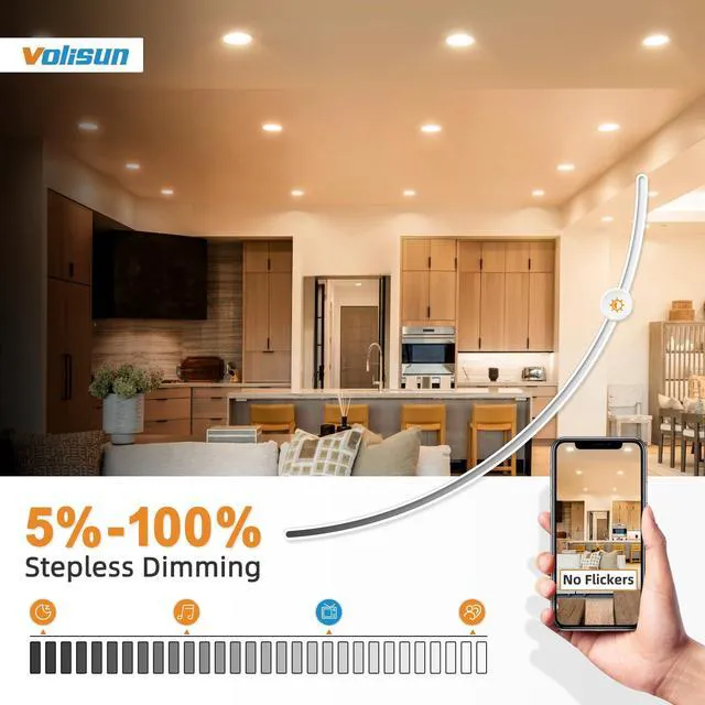 Alt view image 3 of 7 - 12 Pack 7 inch Recessed Lighting, 5CCT, 2700K-5000K Selectable LED Recessed Light with Junction Box, Dimmable Canless Wafer Downlight, LED Ceiling Light ETL Certificated