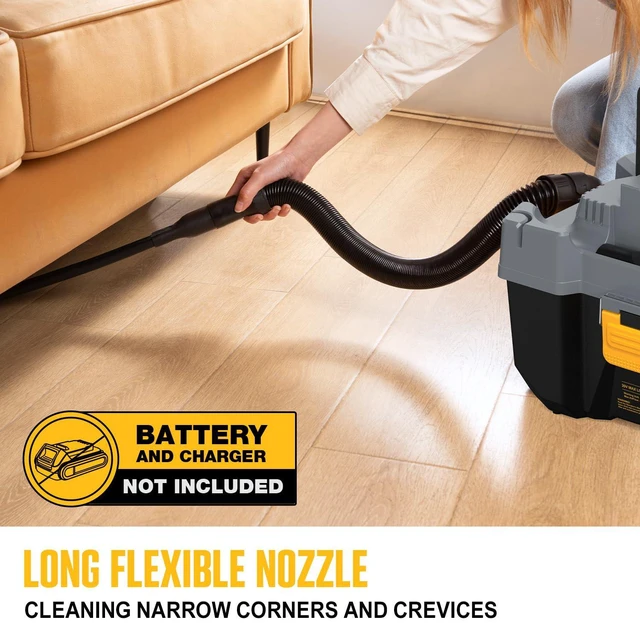 Alt view image 4 of 7 - 20V Cordless Vacuum Cleaner-Wet/Dry Shop Vac,2.6 Gallon Capacity,Compatible with DeWALT Batteries (Bare Tool - No Battery & No Charger),Ideal for Cleaning Car,Home Spaces,and Workshops RCSV-20