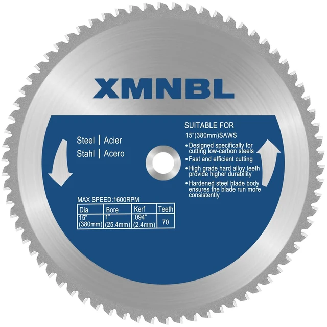 Main image of 15-Inch Metal Cutting Saw Blade,Replacement for Evolution 15-Inch Metal Cutting Saw Blade,Compatible with Evolution S380CPS EVOSAW380 Saw,15 x 70 Teeth,1-Inch Center,3
