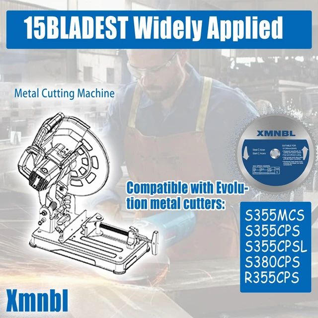Alt view image 6 of 7 - 15-Inch Metal Cutting Saw Blade,Replacement for Evolution 15-Inch Metal Cutting Saw Blade,Compatible with Evolution S380CPS EVOSAW380 Saw,15 x 70 Teeth,1-Inch Center,3