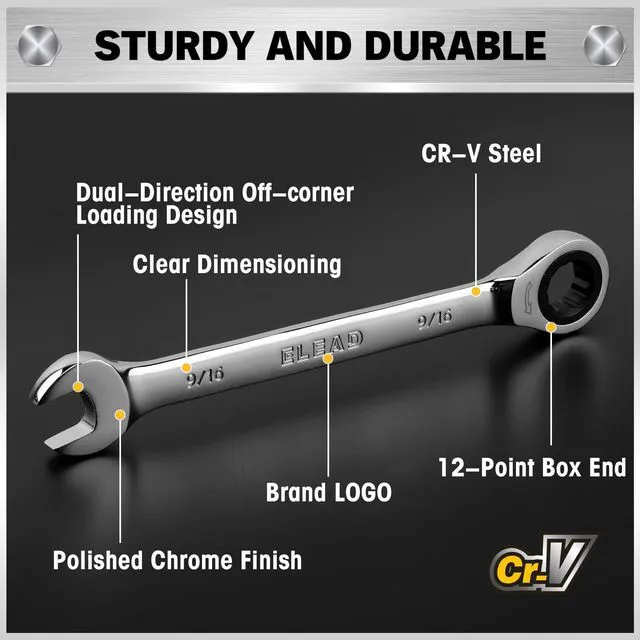Alt view image 4 of 7 - 33-Piece Combination Ratchet Wrench Set | SAE & Metric Sizes (1/4" to 3/4" & 6-18mm) | 72-Tooth Gear Design | CR-V Steel | Organizer Carry Case | Ideal for Mechanics & DIY