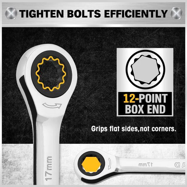 Alt view image 6 of 7 - 33-Piece Combination Ratchet Wrench Set | SAE & Metric Sizes (1/4" to 3/4" & 6-18mm) | 72-Tooth Gear Design | CR-V Steel | Organizer Carry Case | Ideal for Mechanics & DIY