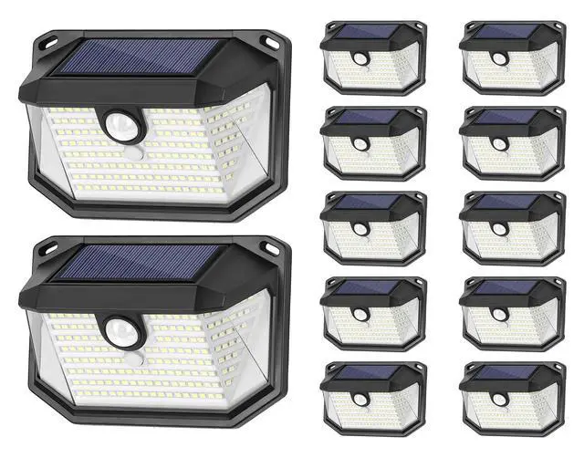 Main image of Solar Outdoor Lights, 12-Pack Super Bright 178 LEDs Motion Sensor Wall Light with 270° Wide Angle & 3 Modes, Waterproof Solar Powered Security Light for Patio Garden Garage Front Door