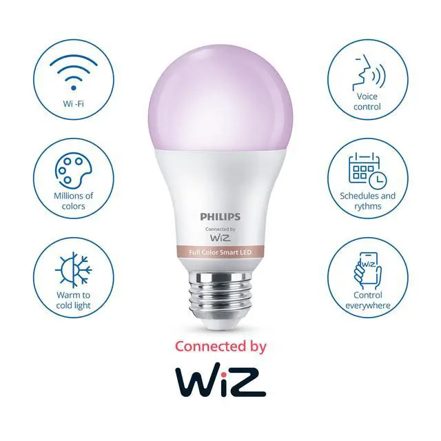 Alt view image 3 of 7 - Smart 100W A19 LED Light Bulbs 4-Pack - Connects to Your Wi-Fi - E26 - Control with Voice or App + Activate with Motion - Matter Compatible