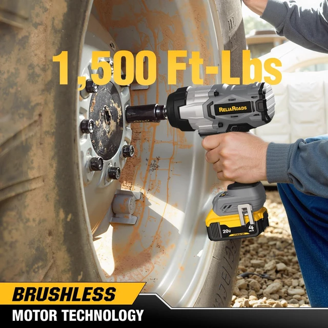 Alt view image 3 of 7 - 1500 Ft-lbs Cordless Impact Wrench, 1/2 Inch Impact Gun Compatible DeWALT 20V MAX Battery, Brushless Constant High Torque Impact Driver with 3 Speed, Tool Only (No Battery Included)