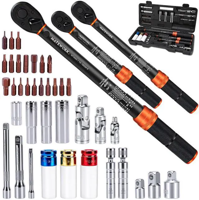 Main image of 41PCS Torque Wrench Set 1/4 3/8 1/2-Inch Drive, Complete Click Torque Wrench Kit with Sockets, Bits, Extension Bars & Adapters, ±3% Accuracy 72-Tooth Dual-Scale Wrenches for Bike, Moto, Car, Truck