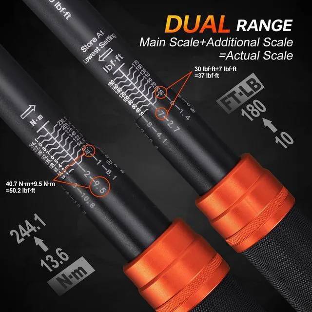Alt view image 3 of 7 - 41PCS Torque Wrench Set 1/4 3/8 1/2-Inch Drive, Complete Click Torque Wrench Kit with Sockets, Bits, Extension Bars & Adapters, ±3% Accuracy 72-Tooth Dual-Scale Wrenches for Bike, Moto, Car, Truck