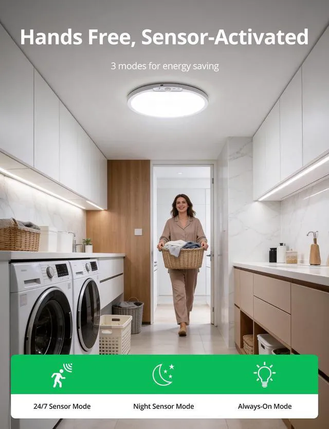 Alt view image 7 of 7 - 10000mah Battery Powered Rechargeable Motion Sensor Ceiling Lights with Remote, 12 Inch Wireless Waterproof Shower Magnetic RGB Overhead Lighting with Backlight for Bedroom Bathroom 2pack