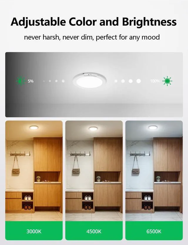 Alt view image 7 of 7 - Rechargeable Motion Sensor Ceiling Light with Remote Battery Operated 4 Pack Magnetic Wireless Stick On Light No Wiring Renter Friendly for Closet Bedroom Hallway lámparas recargables para techo