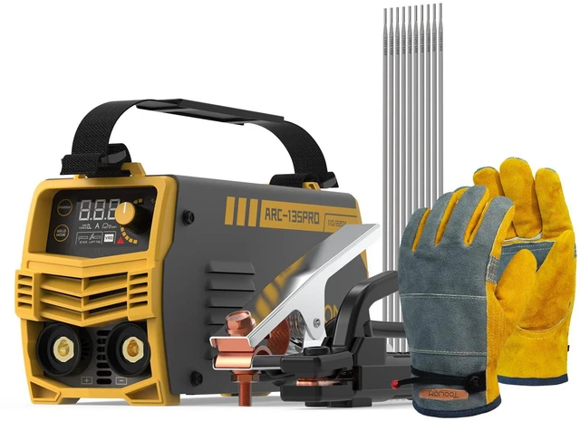 Main image of 135A 2-in-1 Mini Stick Welder, 110V/220V Smart LCD screen, stick and Lift TIG capable, adjustable Hot Start and ARC Force, includes welding rods and gloves