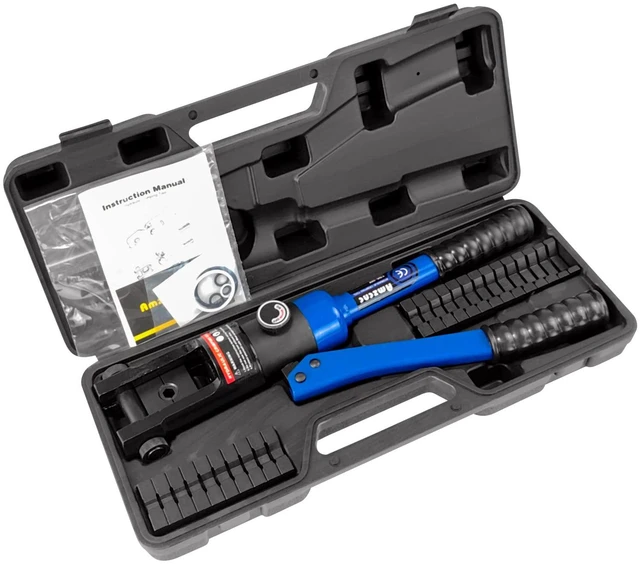 Main image of Hydraulic Cable Crimper Tool 16 Ton 6AWG-600MCM 13 Dies Kit Electricians Automotive Marine Battery Cable Lug Crimper Copper Terminal Tool with US Dies for Electrical Wiring and Repairs