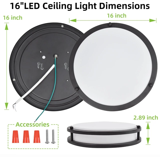 Alt view image 3 of 7 - 16 inch Dimmable LED Flush Mount Ceiling Light Fixture,36W,2200LM 2.7/3/3.5/4K/5K Adjustbale,120°Light Angle,CRI90, Ceiling Lamp for Bedroom,Kitchen,Office,ETL Listed,Oil Rubbed Bronze