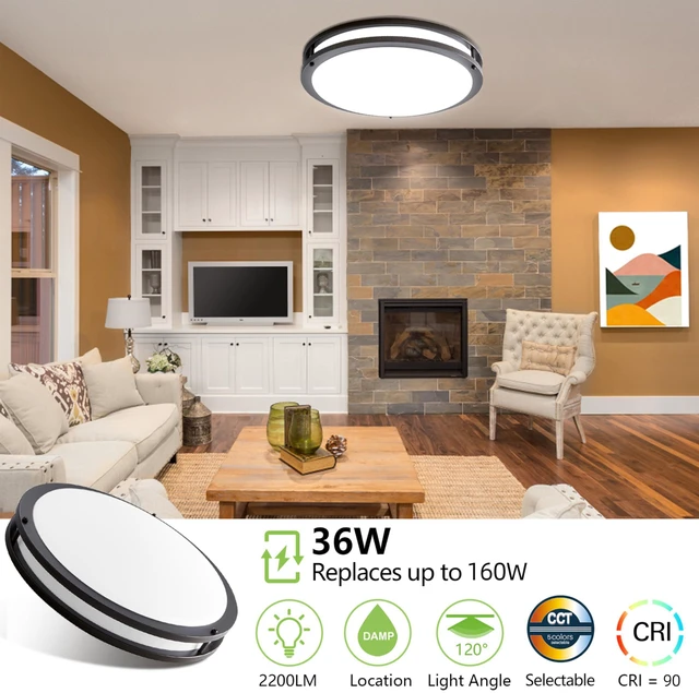 Alt view image 4 of 7 - 16 inch Dimmable LED Flush Mount Ceiling Light Fixture,36W,2200LM 2.7/3/3.5/4K/5K Adjustbale,120°Light Angle,CRI90, Ceiling Lamp for Bedroom,Kitchen,Office,ETL Listed,Oil Rubbed Bronze