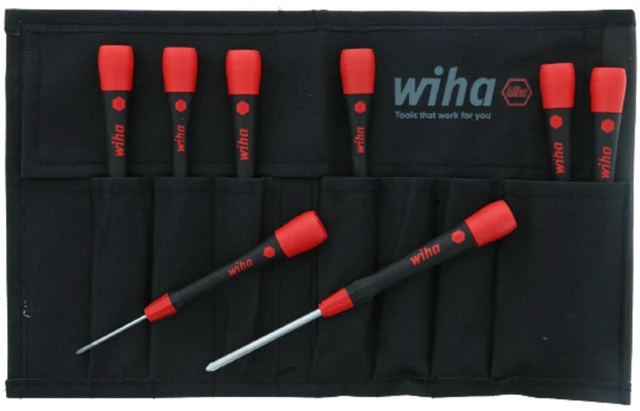 Main image of 26193 Slotted & Phillips Screwdriver Set, 8 Piece, Soft PicoFinish Handles, Canvas Pouch, Chrome Finish