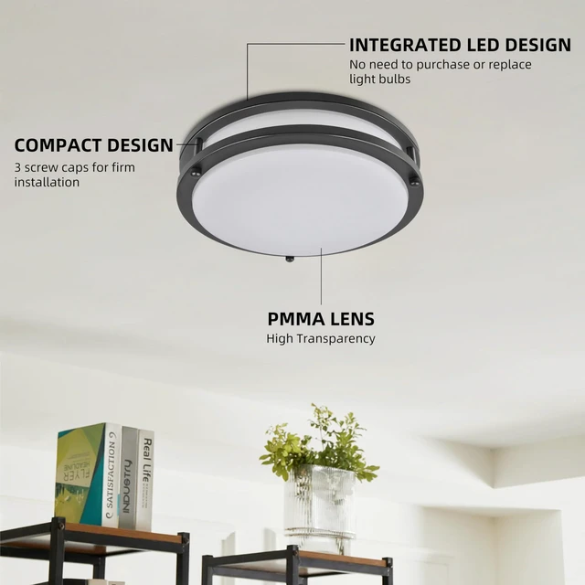 Alt view image 6 of 7 - 16 inch Dimmable LED Flush Mount Ceiling Light Fixture,36W,2200LM 2.7/3/3.5/4K/5K Adjustbale,120°Light Angle,CRI90, Ceiling Lamp for Bedroom,Kitchen,Office,ETL Listed,Oil Rubbed Bronze