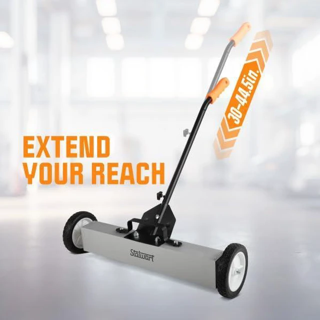Alt view image 5 of 7 - Magnetic Sweeper with Wheels - Rolling Nail Magnet Tool, 24-Inch Magnetic Pickup Tool with Adjustable Handle and 30 to 50-Pound Capacity