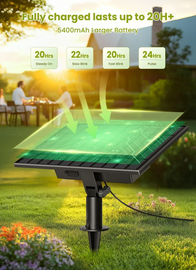 Alt view image 4 of 7 - 158FT Solar String Lights Outdoor, IP65 Waterproof, Remote, Timer Patio Lights with 75 LED Shatterproof Bulbs, 3 Light Modes, Dimmable, Outside Light for Backyard Porch Yard Party Xmas Decor