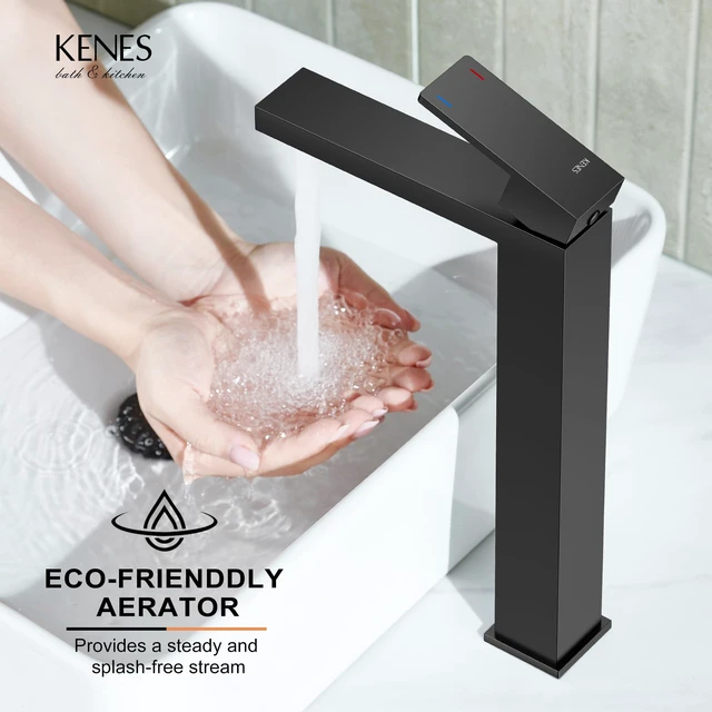 Alt view image 7 of 7 - Matte Black Vessel Sink Faucet Single Hole, Tall Bathroom Sink Faucet Vessel Bowl Faucet with Pop Up Drain & Supply Lines, Lead-Free cUPC & NSF Certified, 1 Hole Faucet for Vanity RV Restroom