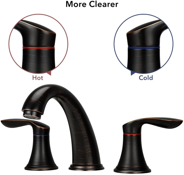 Alt view image 4 of 6 - Bathroom Sink Faucet, Faucet for Bathroom Sink, Widespread ORB Bathroom Faucet 3 Hole with Plastic Pop Up Drain and cUPC Lead-Free Hose-(Oil Rubbed Bronze)