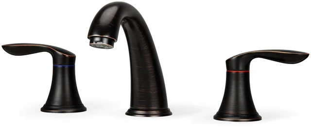 Alt view image 6 of 6 - Bathroom Sink Faucet, Faucet for Bathroom Sink, Widespread ORB Bathroom Faucet 3 Hole with Plastic Pop Up Drain and cUPC Lead-Free Hose-(Oil Rubbed Bronze)