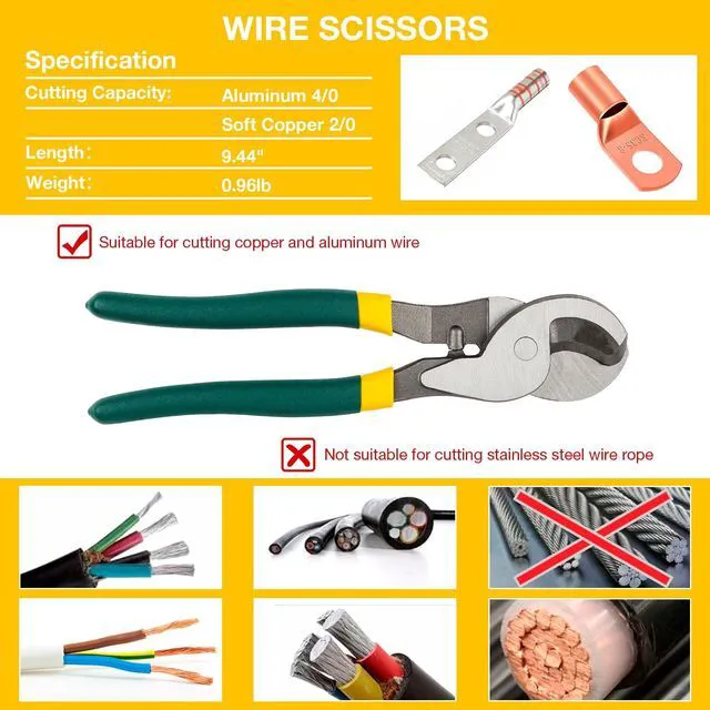 Alt view image 5 of 7 - 10-Ton Hydraulic Crimping Tool with Cable Cutter, 12-2/0 AWG & 1/8" Battery Cable Crimper, Clean, Even Hex Crimps, 9 Dies: 8 for Cable Lugs & 1/8" for Cable Railing, Marine, RV & Solar Wiring