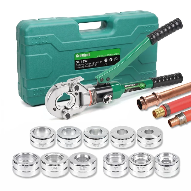 Main image of Copper Pipe press Tool with 1/2",3/4",1" Dies for Copper Pipe and F877 Stainless PEX Press Sleeves, 3/8",1/2",5/8",3/4",1" Dies for ASTM F1807 Pex Pipe Copper Ring Pipe Fittings Crimping Tool