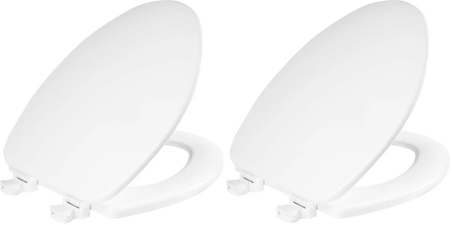 Main image of CHURCH Toilet Seat, Easy Clean Hinges Release for Deep Cleans, Durable Enameled Wood Seat, Elongated, White (Pack of 2)