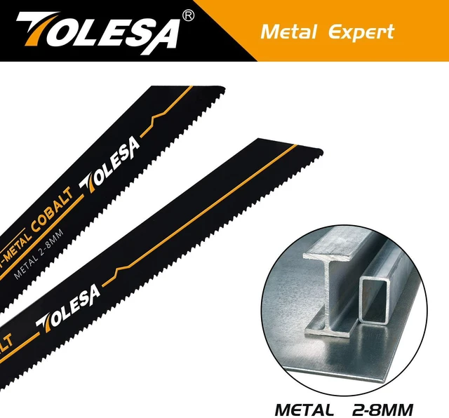 Alt view image 4 of 6 - Bi-Metal Reciprocating Saw Blades, 9" 14TPI, Heavy Metal, 25-Pack Bi-Metal with 8% Cobalt, 14TPI Precision-Set Teeth, 0.9mm Thin Wall, Cuts Sheet Metal, Pipes, Rebar
