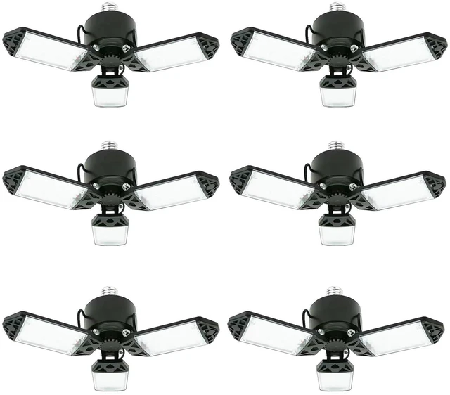 Main image of LED Garage Light, 80W 8000 Lumen Ceiling Lights with 3 Adjustable Panels, 6500K Daylight Light Bulb Fixture LED Lights for Garage, Workshop (80W 6Pack)