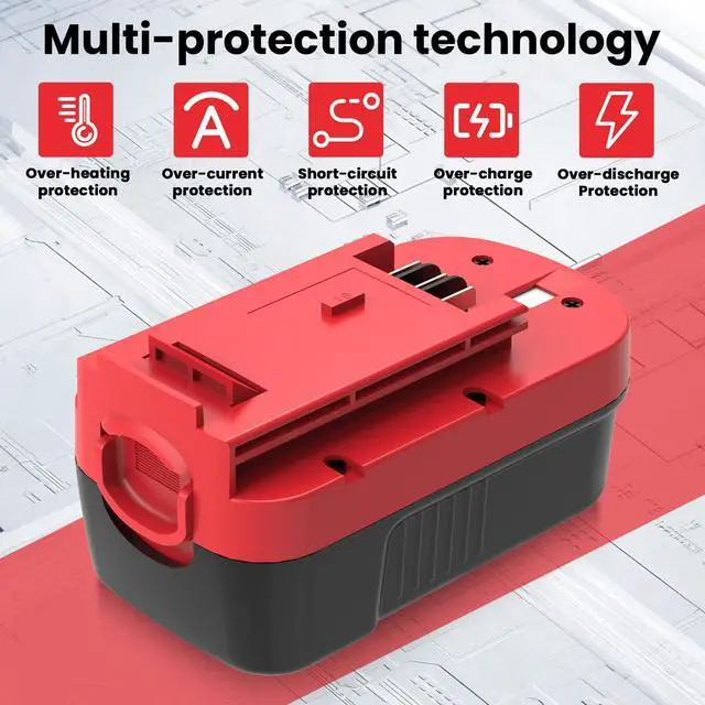 Alt view image 4 of 7 - 2Pack 4.5Ah Replacement for Black and Decker 18V Battery with Charger HPB18 HPB18-OPE Compatible with Black Decker Battery Charger 18 Volt A1718 FS18FL Firestorm Cordless Power Tool