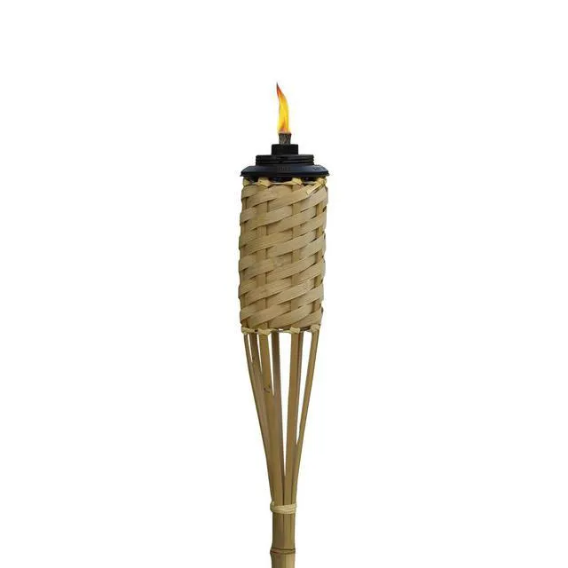 Alt view image 2 of 6 - Bamboo Torches 12-Pack Weather-Resistant Outdoor Décor with Easy-Pour Wide-Mouth Canister Refill for Patio, Garden, Backyard, and Parties, 57-Inch Citronella Torches