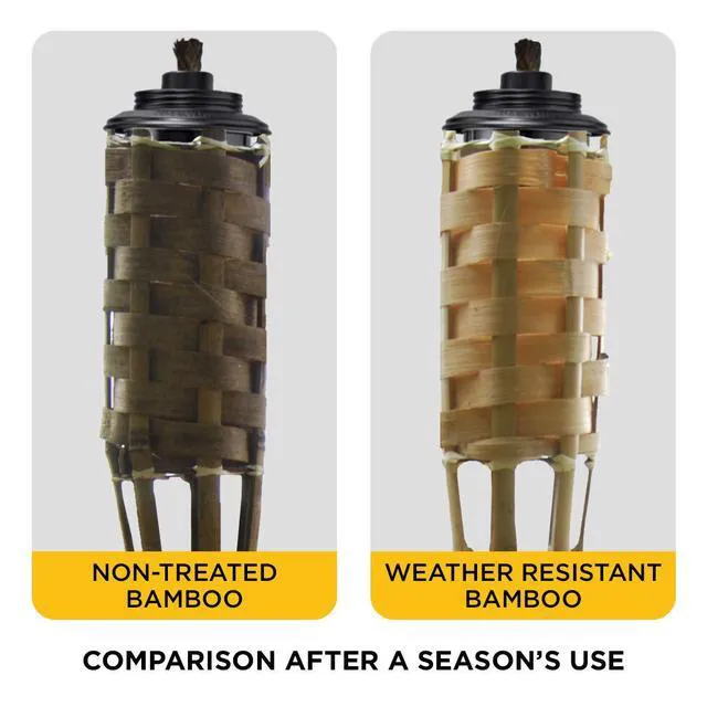 Alt view image 3 of 6 - Bamboo Torches 12-Pack Weather-Resistant Outdoor Décor with Easy-Pour Wide-Mouth Canister Refill for Patio, Garden, Backyard, and Parties, 57-Inch Citronella Torches