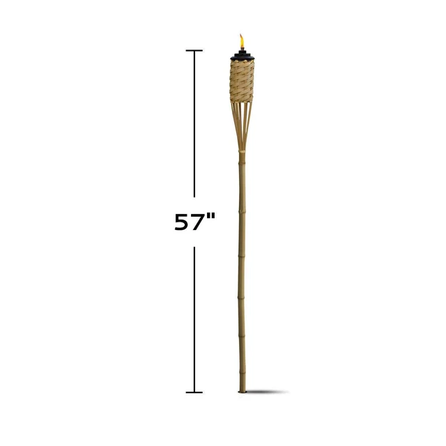 Alt view image 6 of 6 - Bamboo Torches 12-Pack Weather-Resistant Outdoor Décor with Easy-Pour Wide-Mouth Canister Refill for Patio, Garden, Backyard, and Parties, 57-Inch Citronella Torches