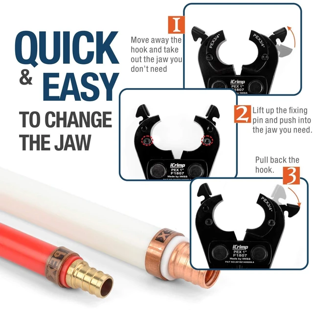 Alt view image 4 of 7 - iCrimp F1807 Copper Ring Crimping Tool Kit for 3/8,1/2,3/4,1", PEX Crimper with Removal Tool & Pex Pipe Cutter&Gauge- For All US F1807 Standards