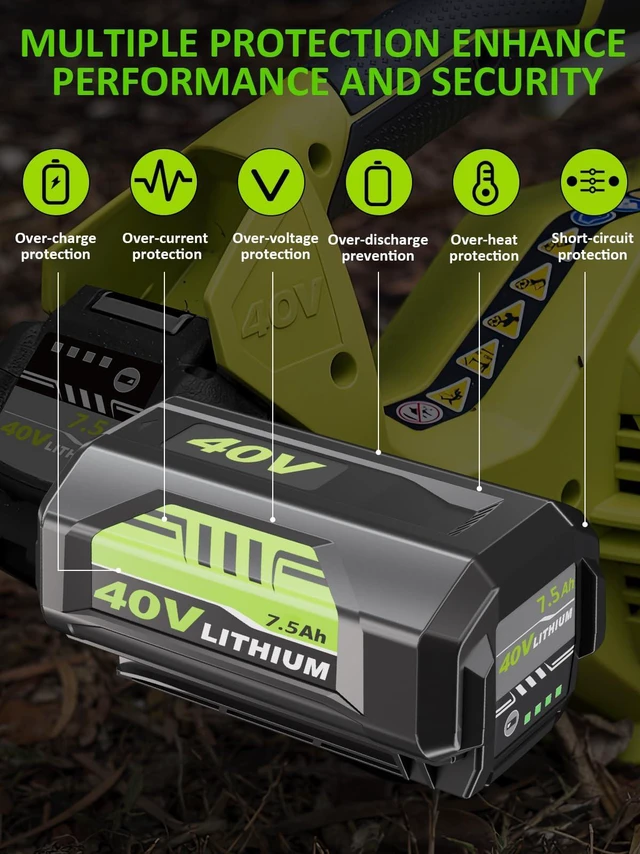 Alt view image 5 of 7 - 2Pack High Capacity 7500mAh 40V Battery Replacement for Ryobi 40V Battery Compatible with Ryobi 40 Volt Battery Lithium OP40404 OP40401 OP40605 OP40602 OP4026 Cordless Power Tools