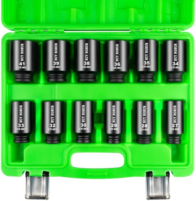 Main image of 1/2 Inch Drive Deep Impact Socket Set,12 PCS Extended Socket Set, 6-Point Metric, Cr-Mo Steel