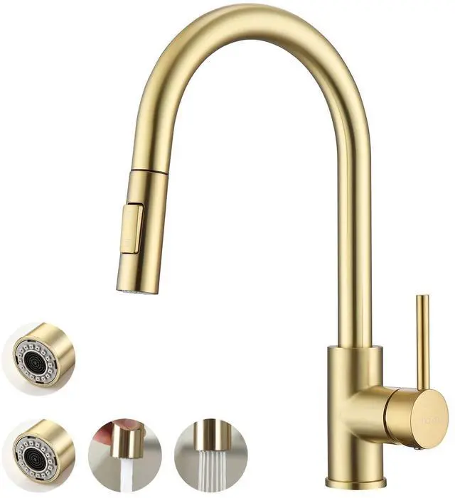 Main image of Gold Kitchen Faucet with 2PCS Sprayers,Spare Soap Dispenser Including 1pc Extra Sprayer,Spare Soap dispenser,cUPC cartridge,High Value
