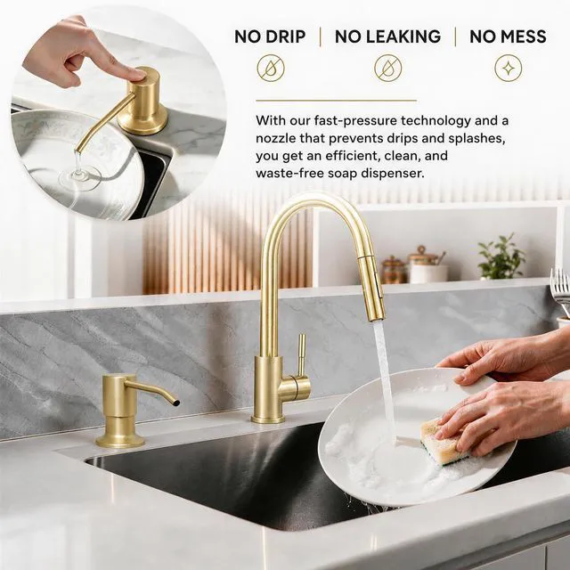 Alt view image 4 of 7 - Gold Kitchen Faucet with 2PCS Sprayers,Spare Soap Dispenser Including 1pc Extra Sprayer,Spare Soap dispenser,cUPC cartridge,High Value