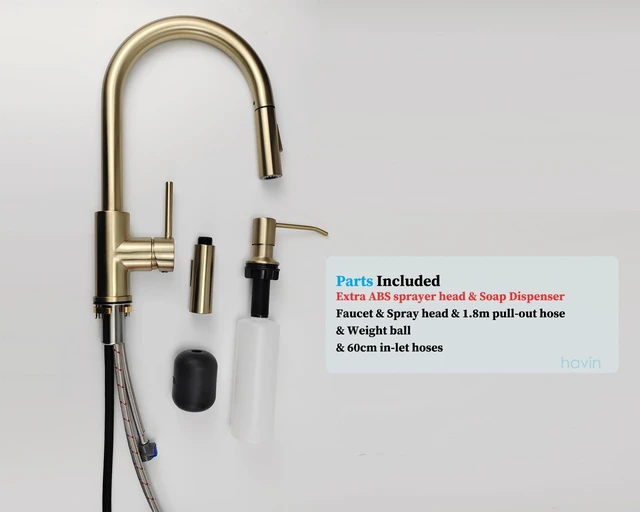Alt view image 2 of 7 - Gold Kitchen Faucet with 2PCS Sprayers,Spare Soap Dispenser Including 1pc Extra Sprayer,Spare Soap dispenser,cUPC cartridge,High Value
