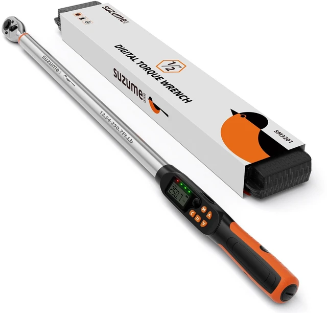 Main image of Digital Torque Wrench 1/2 Drive (12.5-250.7 Ft. Lb/ 17-340 N.m) ±2% Accuracy with Certify Beep and LED Alarm Peak & Track Dual-Direction Auto Truck SUV Vehicle Tire Machine