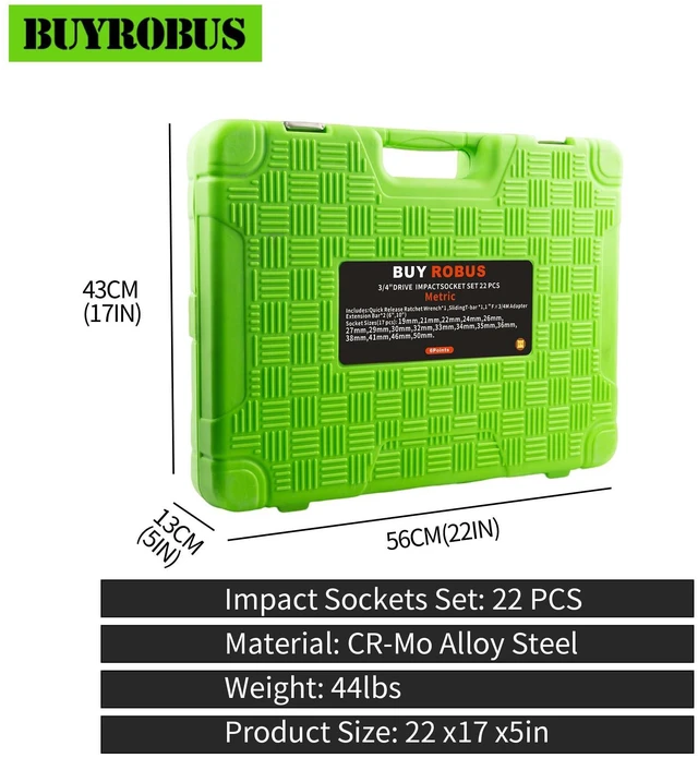 Alt view image 7 of 7 - 1/2 Inch Drive Deep Impact Socket Set,12 PCS Extended Socket Set, 6-Point Metric, Cr-Mo Steel