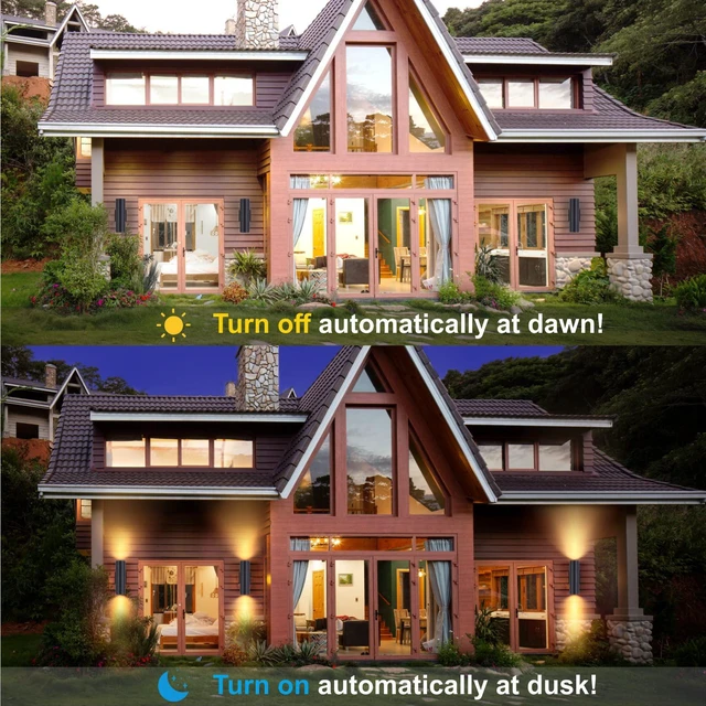 Alt view image 2 of 7 - Dusk to Dawn Outdoor Lighting Sensor Wall Lights 2Pack, 12W 2700K Integrated LED Cylinder Up Down Lights Outdoor, IP65 Waterproof Aluminum Wall Sconce Exterior Wall Light for Porch Patio etc