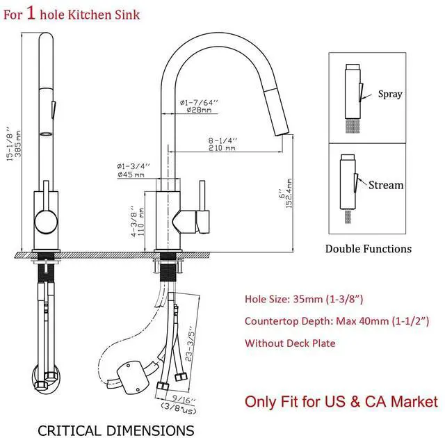 Alt view image 7 of 7 - Gold Kitchen Faucet with 2PCS Sprayers,Spare Soap Dispenser Including 1pc Extra Sprayer,Spare Soap dispenser,cUPC cartridge,High Value