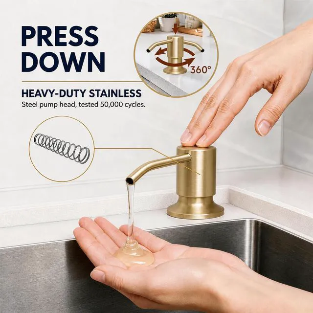 Alt view image 6 of 7 - Gold Kitchen Faucet with 2PCS Sprayers,Spare Soap Dispenser Including 1pc Extra Sprayer,Spare Soap dispenser,cUPC cartridge,High Value