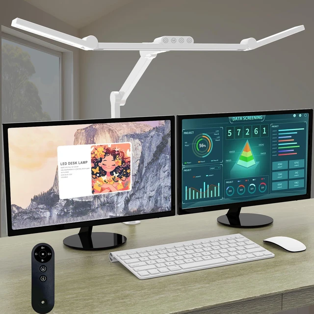Main image of Architect Desk Lamp with Clamp, Led Desk Lamp for Home Office with Remote Control, 24W Bright Dimmable Computer Light with Atmosphere Lighting Adjustable Table Light(Remote)