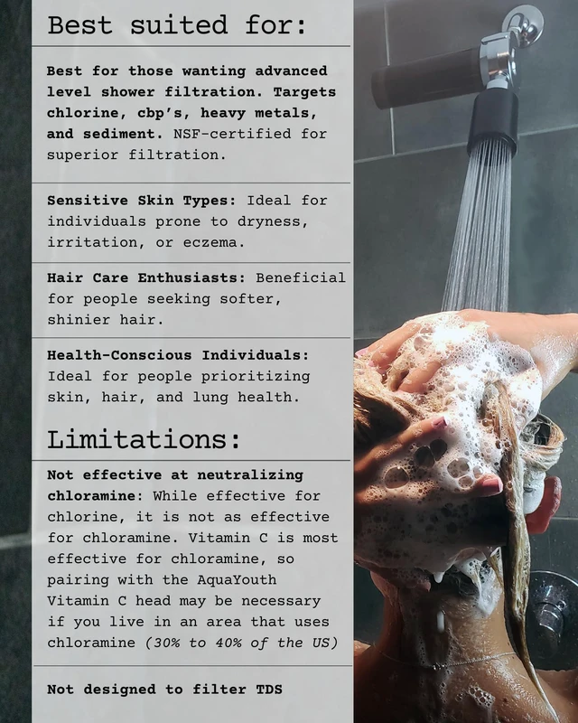 Alt view image 2 of 7 - 2.0 Carbon Shower Head Filter System | Removes Chlorine, Heavy Metals, And More | Great For Dry Skin/ Hair, And More | NSF Certified