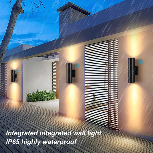 Alt view image 5 of 7 - Dusk to Dawn Outdoor Lighting Sensor Wall Lights 2Pack, 12W 2700K Integrated LED Cylinder Up Down Lights Outdoor, IP65 Waterproof Aluminum Wall Sconce Exterior Wall Light for Porch Patio etc