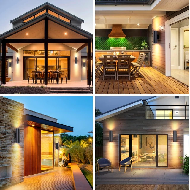 Alt view image 5 of 7 - Dimmable Wall Lights Outdoor 2 Packs, Integrated LED Cylinder Up Down 12W 2700K Modern Aluminum Light, Waterproof Exterior Light for Porch Patio Door