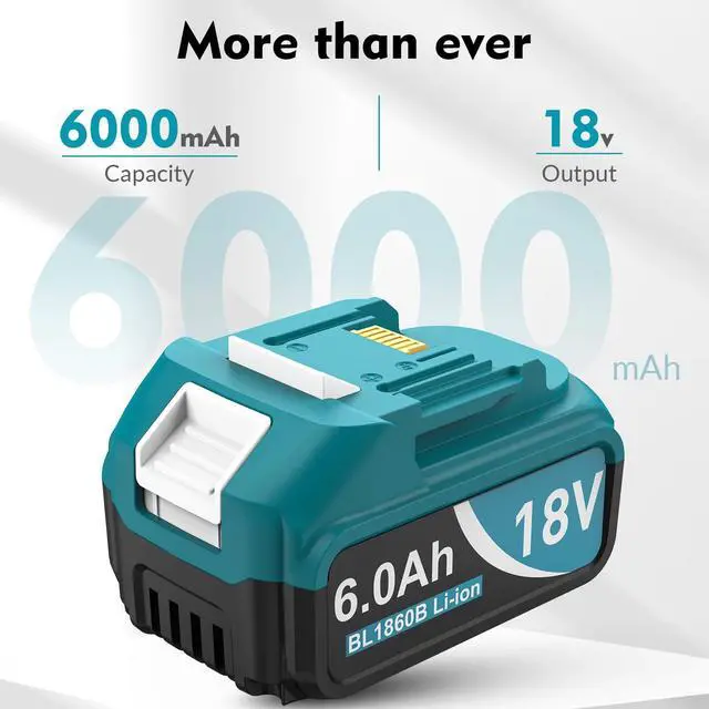 Alt view image 3 of 7 - 2Packs 6.0Ah Replacement for Makita Battery 18V with 2-Port Charger